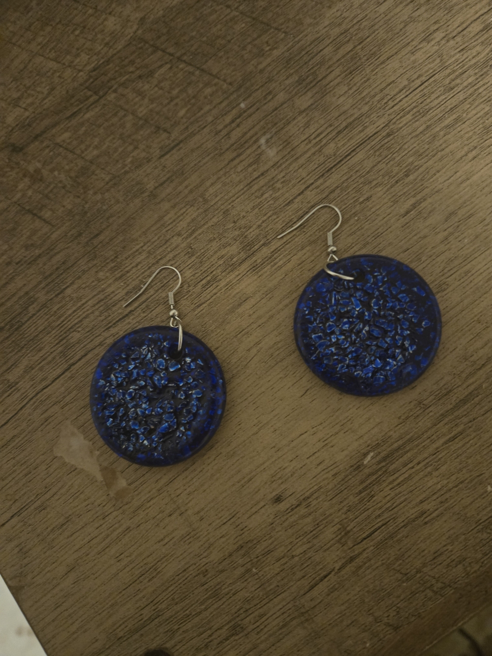 Blue Resin Round Drop Earrings - Women Jewelry